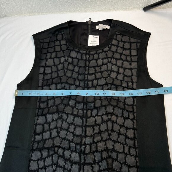 NWT Helmut Lang Fractal Mini Dress Faux Leather Leopard Satin Black Shift  2 - Picture 9 of 15